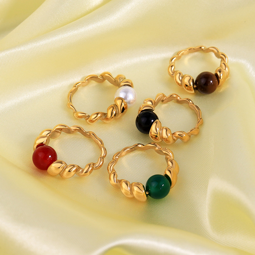 Stainless Steel Material Simple Style Commute Round Stainless Steel 18k Gold Plated Rings In Bulk