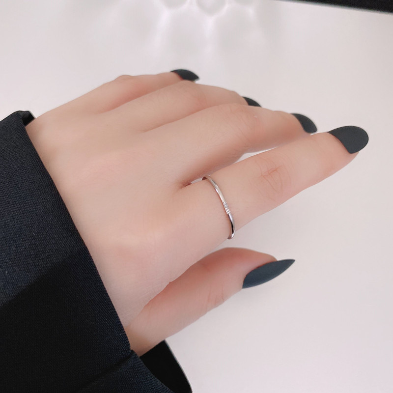 7g Weight Zircon Inlay Material Fashion Round Titanium Steel Inlay Zircon Rings 1 Piece