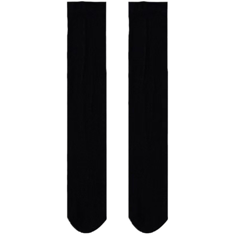 White Socks Women's Mid-length Socks Summer Thin Cuff Socks Micro-pressure Thin Leg Long Tube Over-the-Knee Black Velvet Stockings
