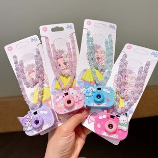 Children's Projection Camera Necklace Children's Beaded Necklace Jewelry Little Girl Cute Glowing Toy Birthday Free Shipping
