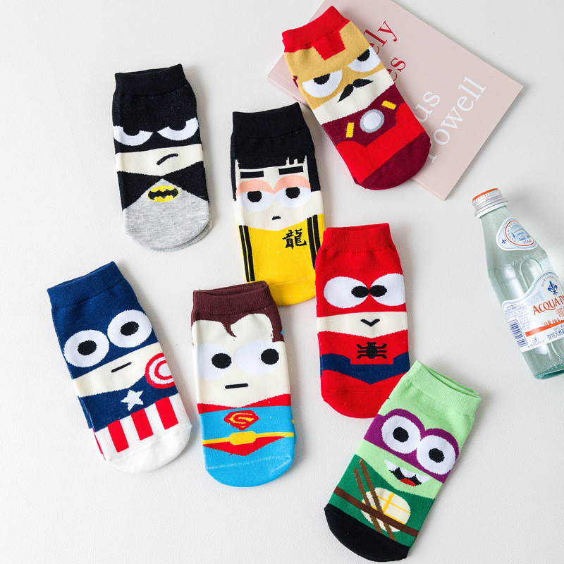 Spring and Autumn New Cotton Socks Hero League Boat Socks Personalized Casual Men's and Women's Trendy Socks Captain America Caron Socks
