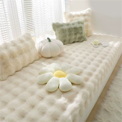 Sofa Cushion, Girl's Room Rug, Full-Cover Commercial Carpet, Same Style as Bedside Carpet, Company Full-Cover Carpet, Hotel Entrance Carpet, Dajiang Carpet (Car Carpet) - creamy-white-puff-velvet-extra-thick-bay-window-customization-contact-customer-service-for-pricing