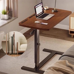 Movable Bedside Table Lifting Computer Desk Bedroom Home Student Study Desk Solid Wood Folding Office Small Table Q&