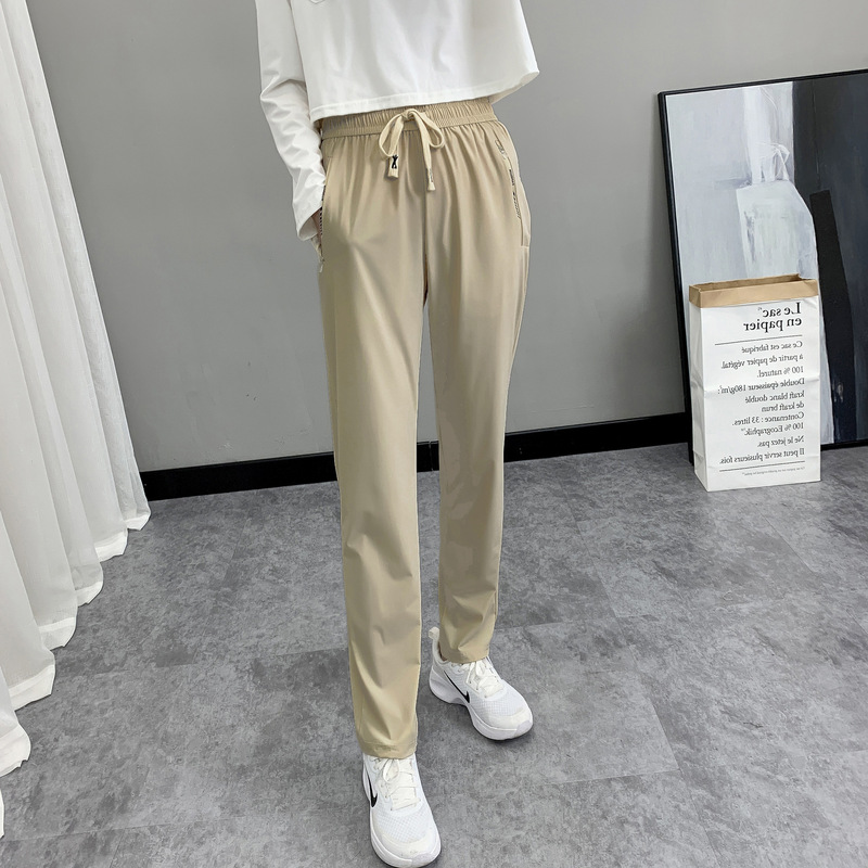 直送アイスシルクパンツ 男女兼用 速乾スポーツパンツ 夏用 伸縮性 通気性 速乾 薄手 日焼け防止パンツ|undefined