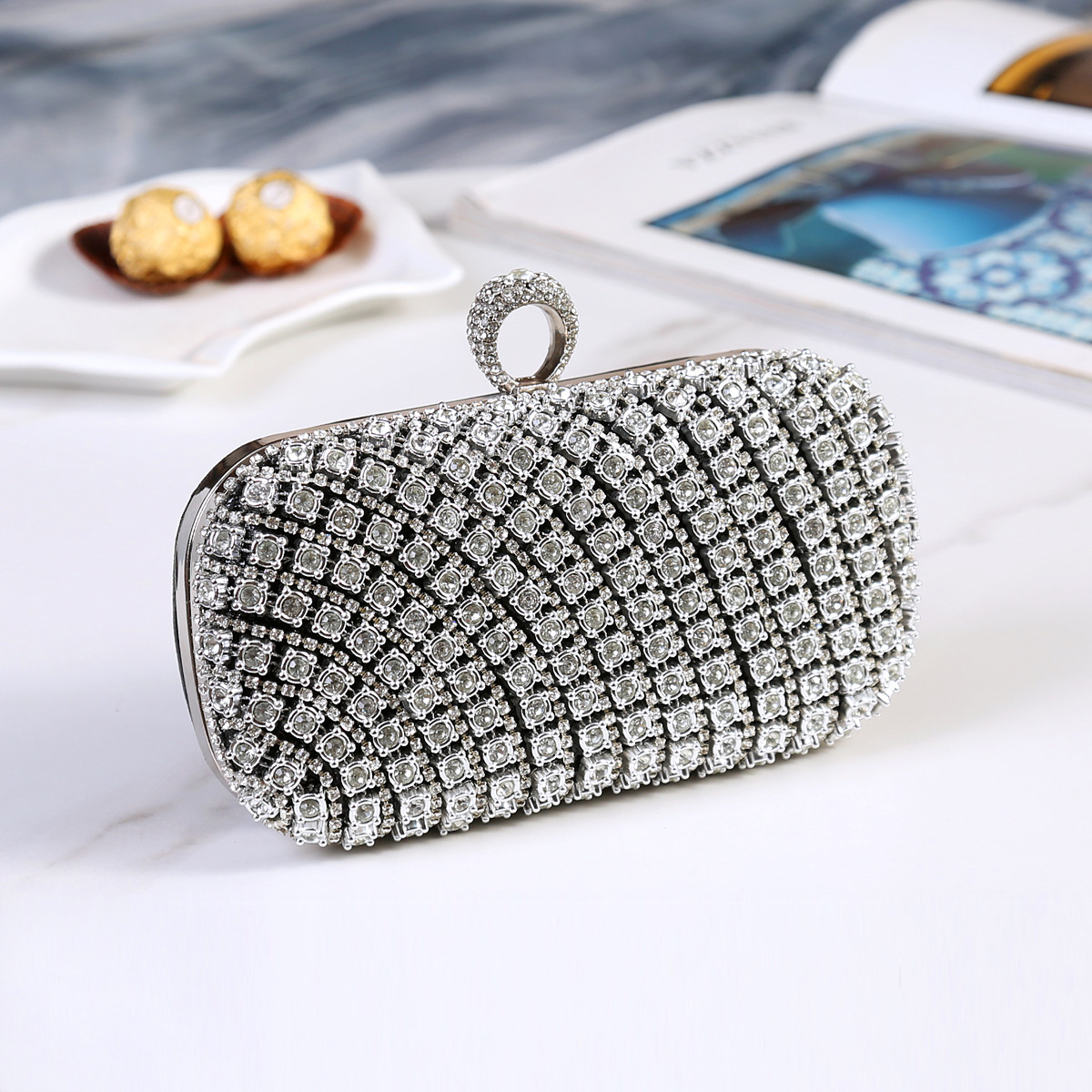 Evening Bag Bags Type Metal Geometric Diamond Oval Evening Bags