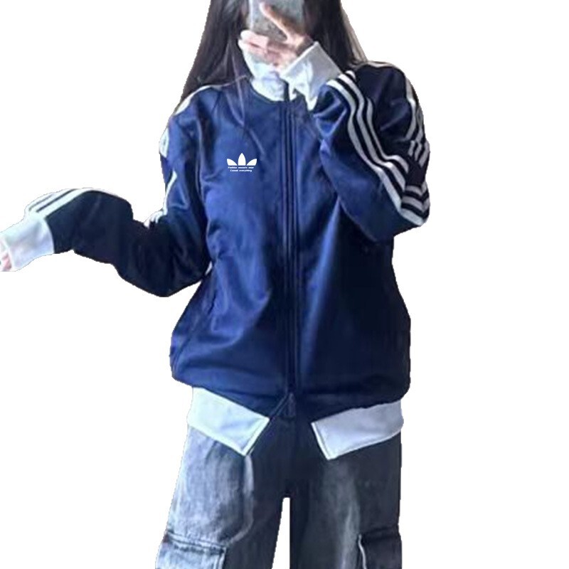 三叶草春秋季新款休闲外套男女同款百搭户外运动服三条杠AD上衣潮|undefined