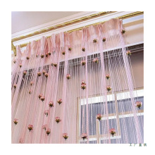 简约现代银丝玫瑰花线帘卧室房门阳台装饰流苏隔断帘子免打孔窗帘