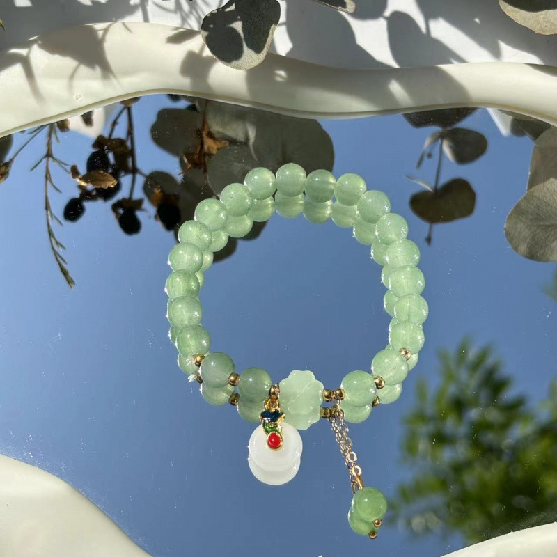 S048-화이트 핑안 버클 동린 옥구슬 팔찌 # SZ347번