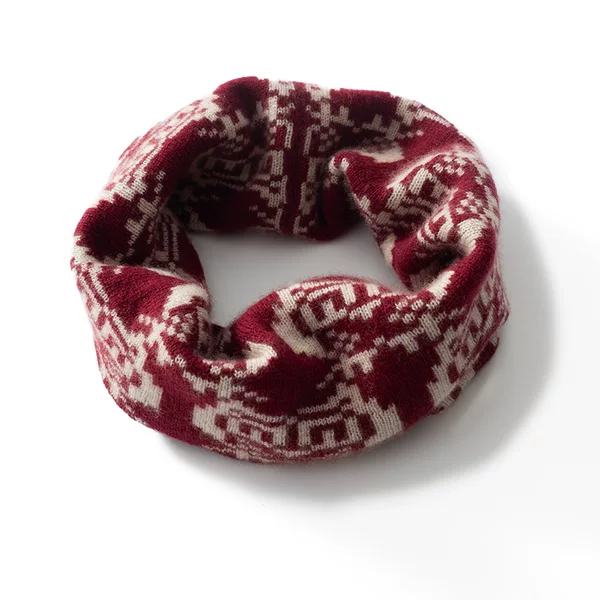 Lakasa Autumn and Winter Cashmere Neck Warmer for Women, Warm Neck Protector with Double Floral Pattern, Fashionable Cashmere Knit Scarf for Ladies