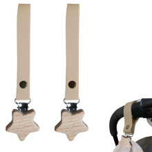 现货儿童推车被子毛巾夹婴儿车防掉落毛毯皮革夹子木制皮革奶嘴夹