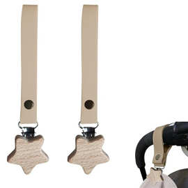 现货儿童推车被子毛巾夹婴儿车防掉落毛毯皮革夹子木制皮革奶嘴夹