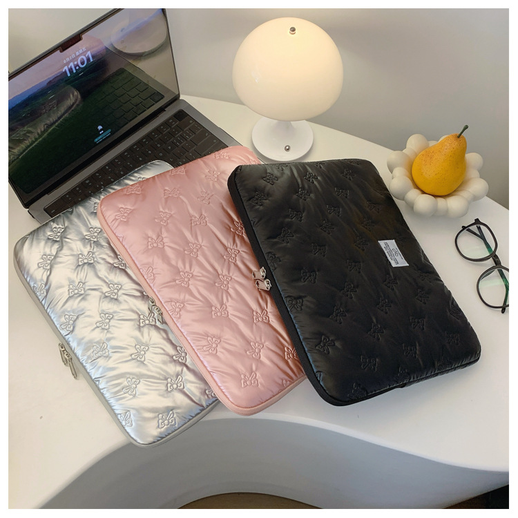 Cross-border Korean heart-shaped bow tablet sleeve/storage bag, suitable for 11-inch, 13-inch, and 15-inch laptops.