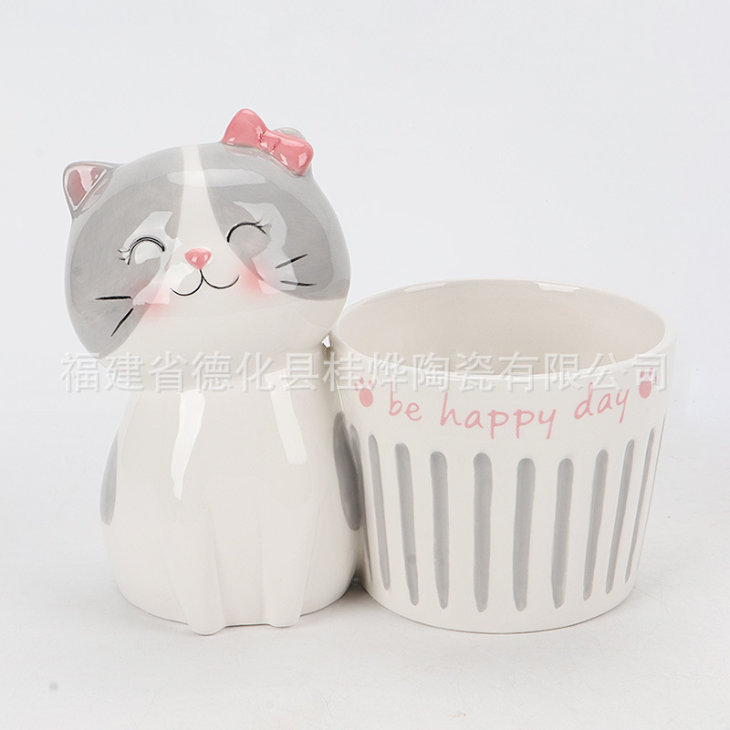 Ceramic Animal Flower Pot, Cute Kitten Flower Pot, Mouse Flower Pot, Ceramic Decorative Flower Pot, Flower Arrangement, Support Customization Ceramic Animal Flower Pot, Cute Kitten Flower Pot, Mouse Flower Pot, Ceramic Decorative Flower Pot, Flower Arrangement, Support Customization