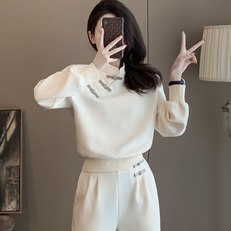 新中式国风休闲运动套装女秋洋气显瘦设计感小众卫衣阔腿裤两件套|undefined