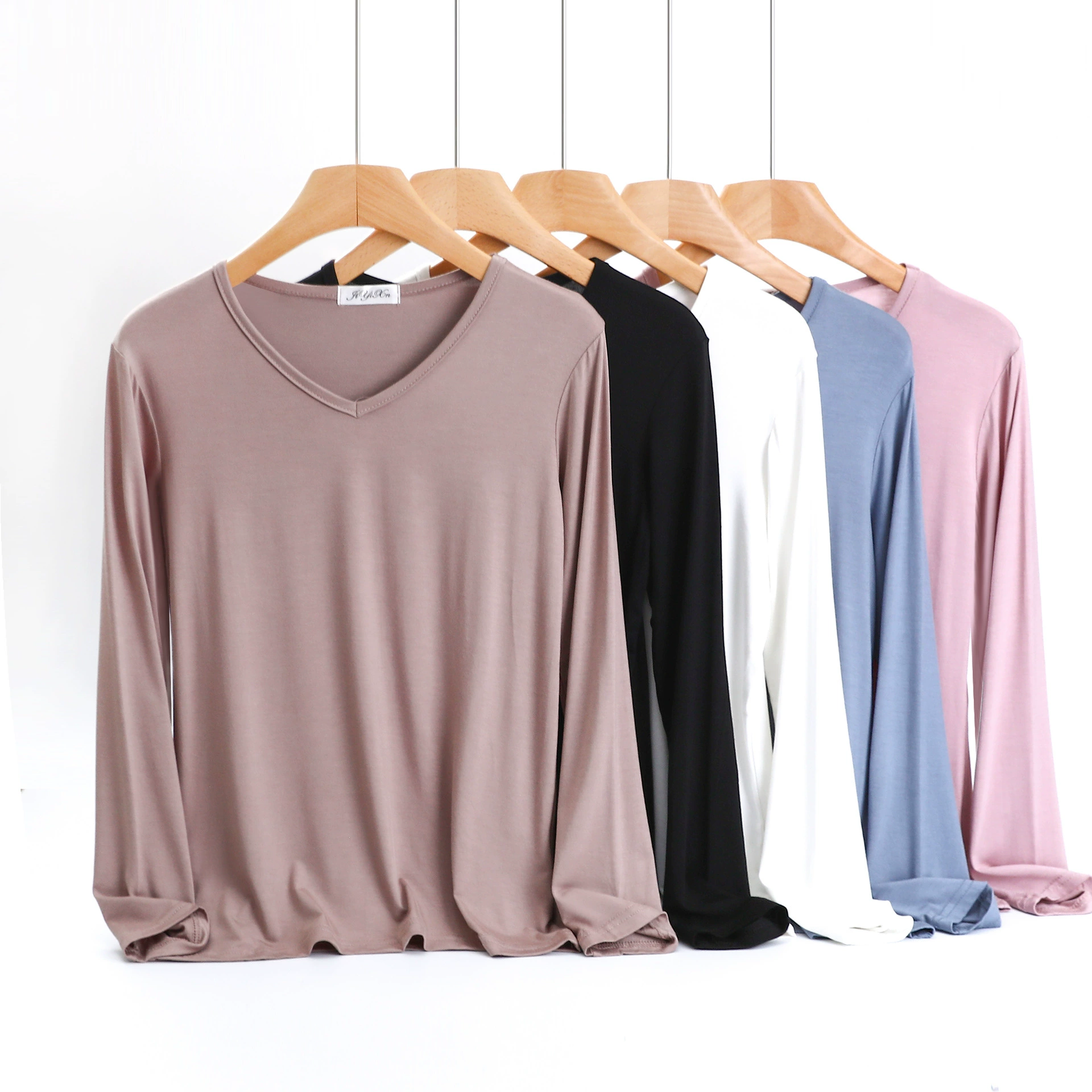 锦怡绚 Knitted base long-sleeve, slim fit, V-neckline