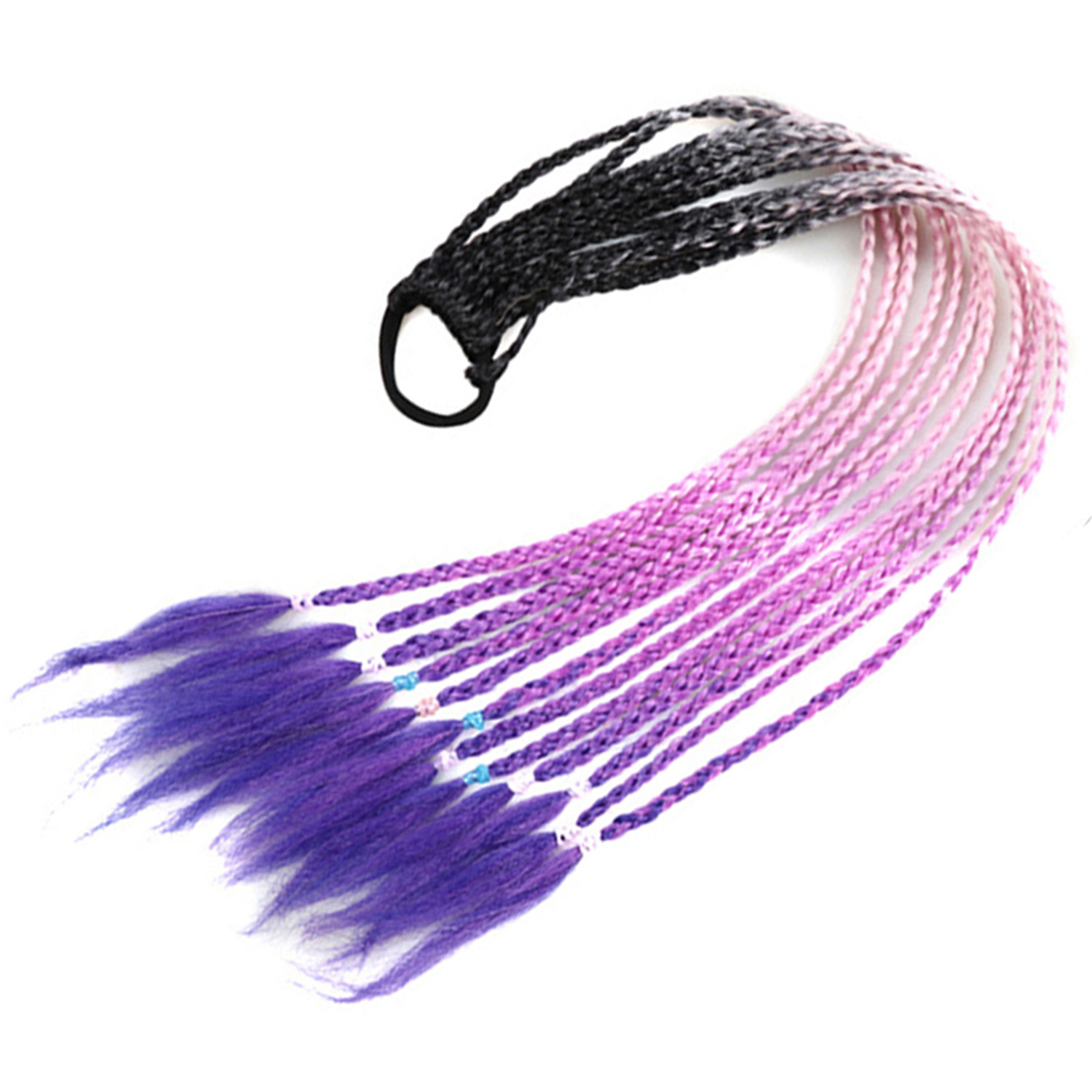 Trenzas de color de tres hebras de cola de caballo de tela de alta temperatura de seda sucia trenzas de cabello tipo peluca