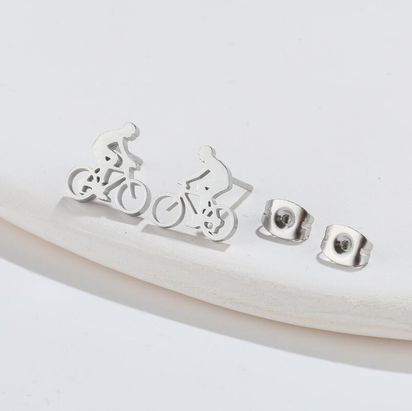 Original Design Bicycle Titanium Steel Ear Studs Plating No Inlaid Stainless Steel Earrings display picture 5