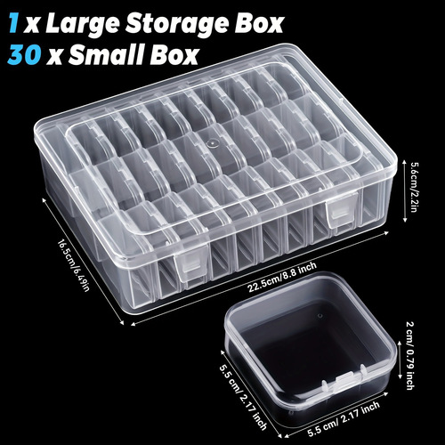 30-grid transparent jewelry box anti-dust individual small box household storage box desktop plastic storage box