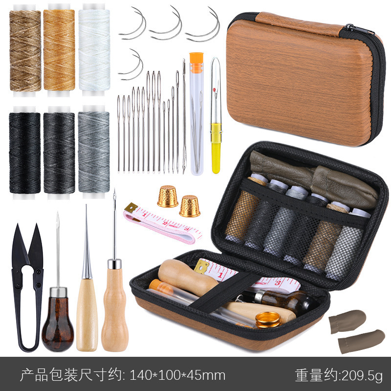 越境で人気の革細工用具、手縫いセット、DIY縫製針とワックス糸の組み合わせセット|undefined
