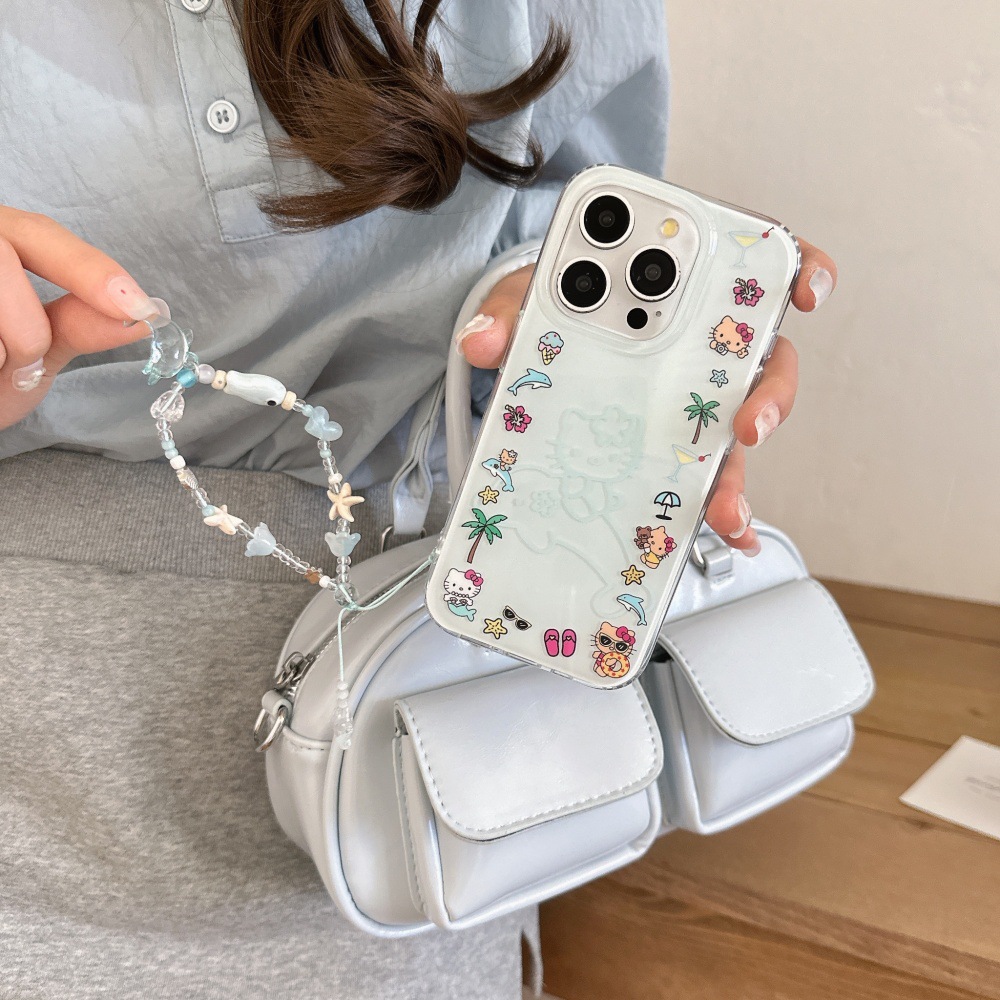 Linda niña corazón ins delfín kt para iPhone15/16ProMax Apple 13 funda para teléfono móvil 14 cadena 1