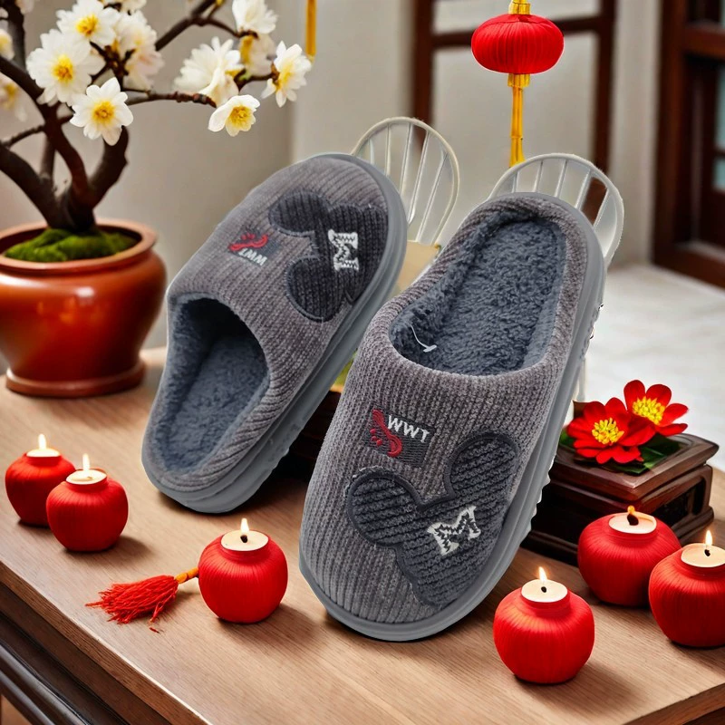 Новые хлопчатобумажные тапочки мультяшный медведь женский дом в помещении пара утолщает и плюшет домашнее гостеприимство