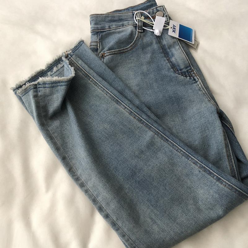 Straight Leg Template Wide Riding Super Slim High Waist Stretch Slim Fit Jeans Straight Edge Design All-Match Straight Ankle-Length Pants