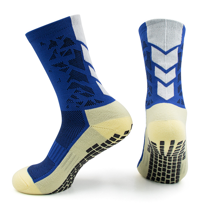 Calcetines antideslizantes dispensadores transfronterizos Calcetines de fútbol de fondo de toalla gruesa resistentes al desgaste Calcetines deportivos transpirables que absorben el sudor de tubo medio