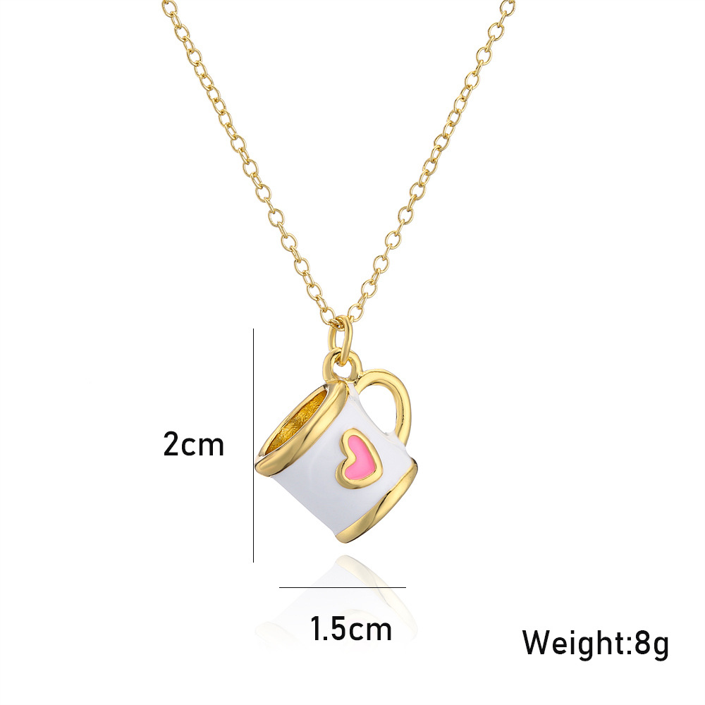 Fashion geometric personality cup shape love pattern pendant copper necklace wholesale