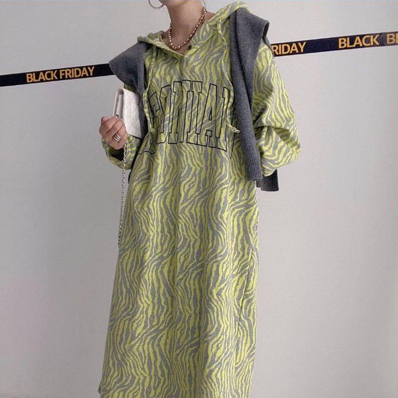 GraceChic Spring And Autumn 140kg Retro Letter Print Leopard Dress For Plus Size Women 150kg Loose Casual Top_voghion.com