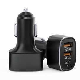 一拖三车充QC3.0快充兼容华为SCPPD点烟器3口USB头车载充电器闪充