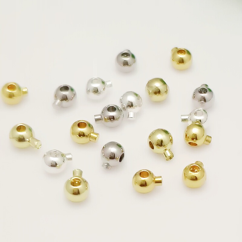 14K gold color retaining positioning buckle diy pearl beaded bracelet finishing fixed copper plated real gold round necklace buckle