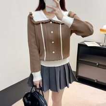 春秋针织洋气娃娃领上衣女2025年新款法式小个子洋气减龄长袖