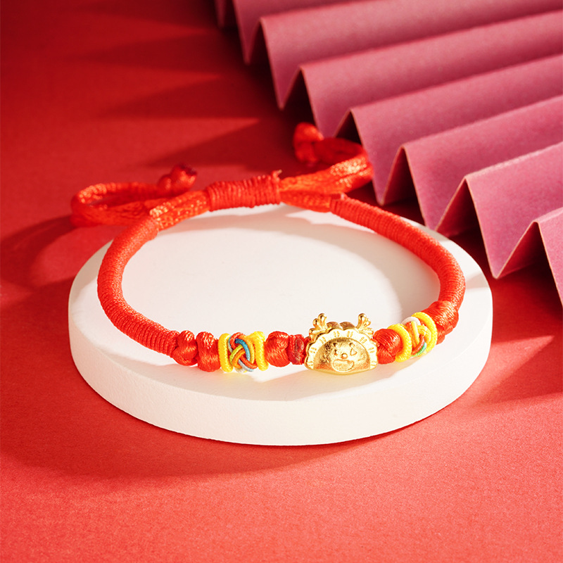 Nueva cuerda roja al vapor albóndigas Longyue Nansha pulsera de oro Ruyi nudo todo partido joyería de estilo chino popular en línea sala de estar