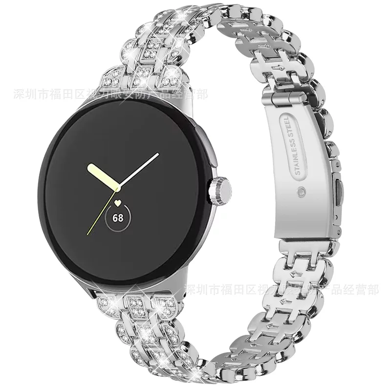 Подходит для Google Pixel Watch 1/2, циферблат «цветок», бриллиантовый стиль, металлический сменный ремешок