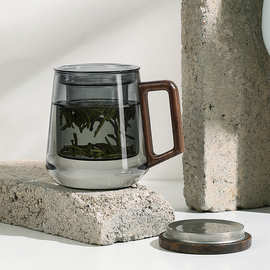 X1AW 喝茶杯子玻璃高颜值办公室水杯女茶水分离泡茶带盖个人专用