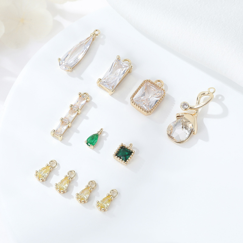 Zhongxing 14k Gold zircon crystal Pendant parts diy Earrings Pendant Jewelry parts wholesale