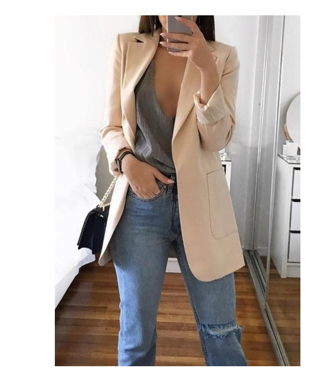 2021  Fashion Polo Collar Slim-Fit Cardigan Graceful Suit Jacket Women Plus size Blazer in Jackets