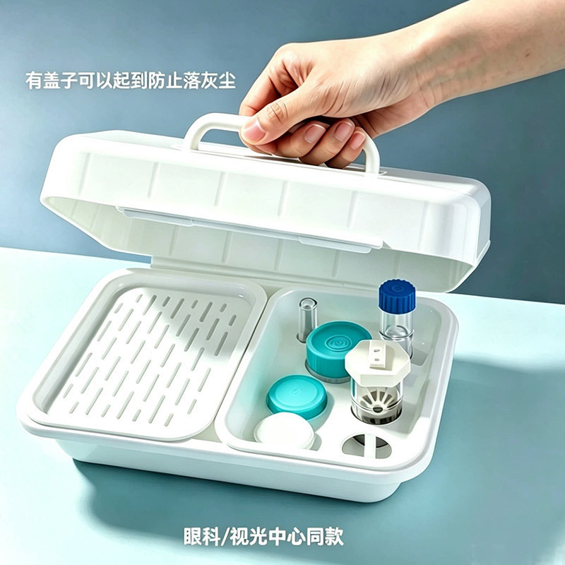 OK lens with cover, rinse tray, corneal reshaping lens, RGP drainage tray, cleaning plate, travel-friendly storage box OK lens with cover, rinse tray, corneal reshaping lens, RGP drainage tray, cleaning plate, travel-friendly storage box