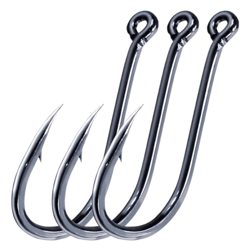 Bulk Tube with Iseni 100 Pieces Black Barbed Ring with Ring Wild Fishing Grass Carp Hook Crucian Carp Hook with Hole Fish Hook