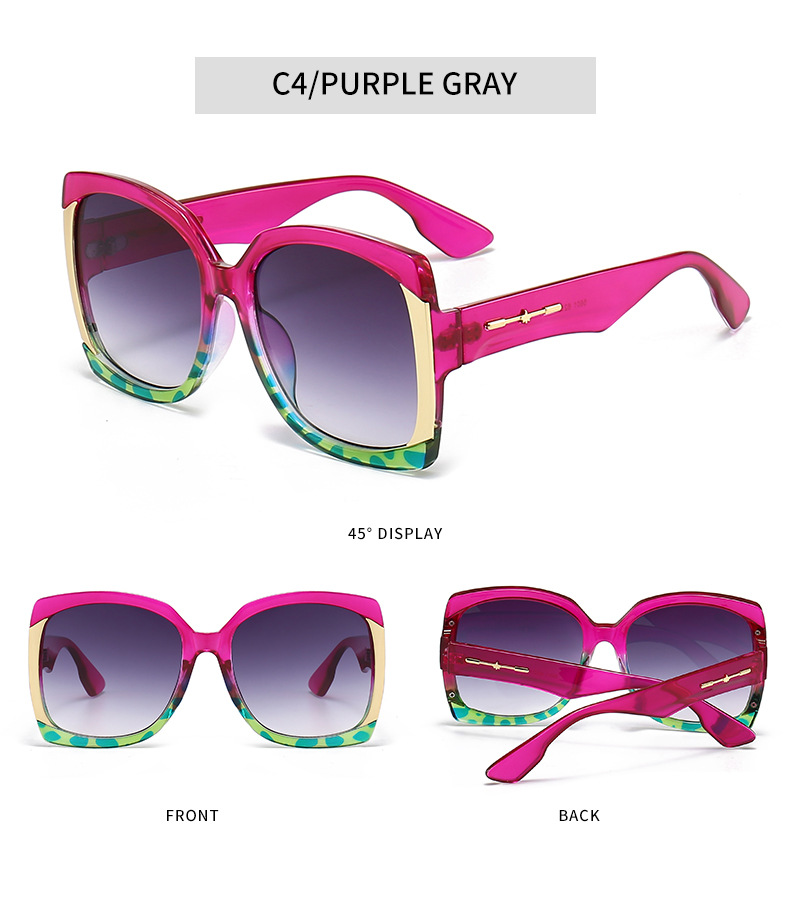 70g Weight Full Frame Glasses Structure Sunglasses Classification Elegant Basic Color Block PC UV400 Protection Square Full Frame Women's Sunglasses