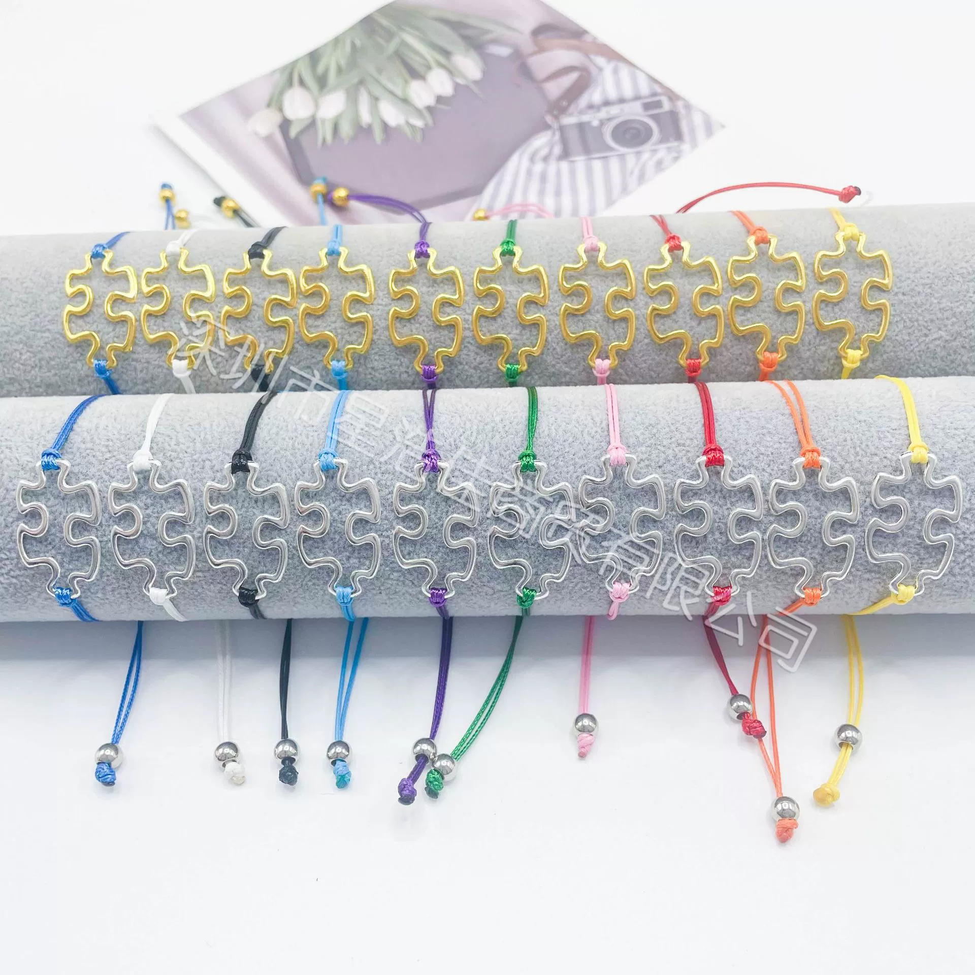 Autism Awareness Браслет головоломка подвеска внешняя торговля ювелирные изделия для аутичных пациентов восковая веревка ручная веревка