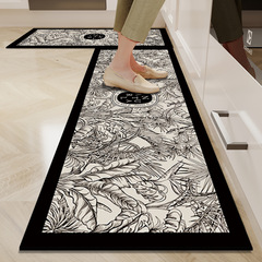 Kitchen retro special floor mat waterproof and oil-proof pu leather mat wipe-free non-slip carpet anti-dirty long foot mat
