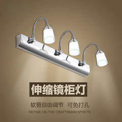 ✅ LEDミラーヘッドライト、パンチフリー、双頭/三頭、シンプルなステンレス製バスルームトイレ化粧ライト、伸縮ミラーキャビネット