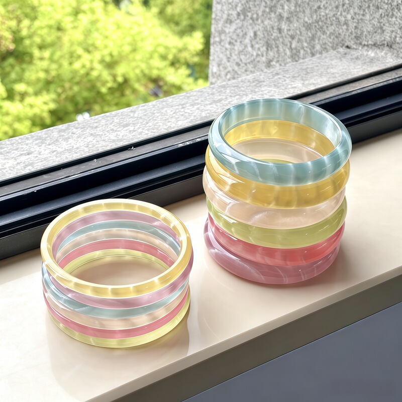 Cross-Border New Candy-Colored Cat-Eye Thin Circle Bracelet for Women, Niche Fashion Personality Bracelet, Jewelry Accessories