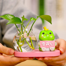 卡通萌宠小花瓶可爱莫生气桌面装饰摆件绿萝水养水培花瓶创意礼品