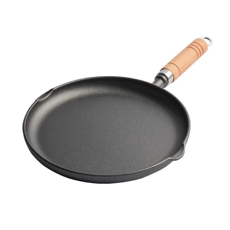 Pequeña Felicidad de hierro fundido sin recubrimiento hogar pan engrosado panqueque pan panqueque fruta pastel de mano hogar sartén