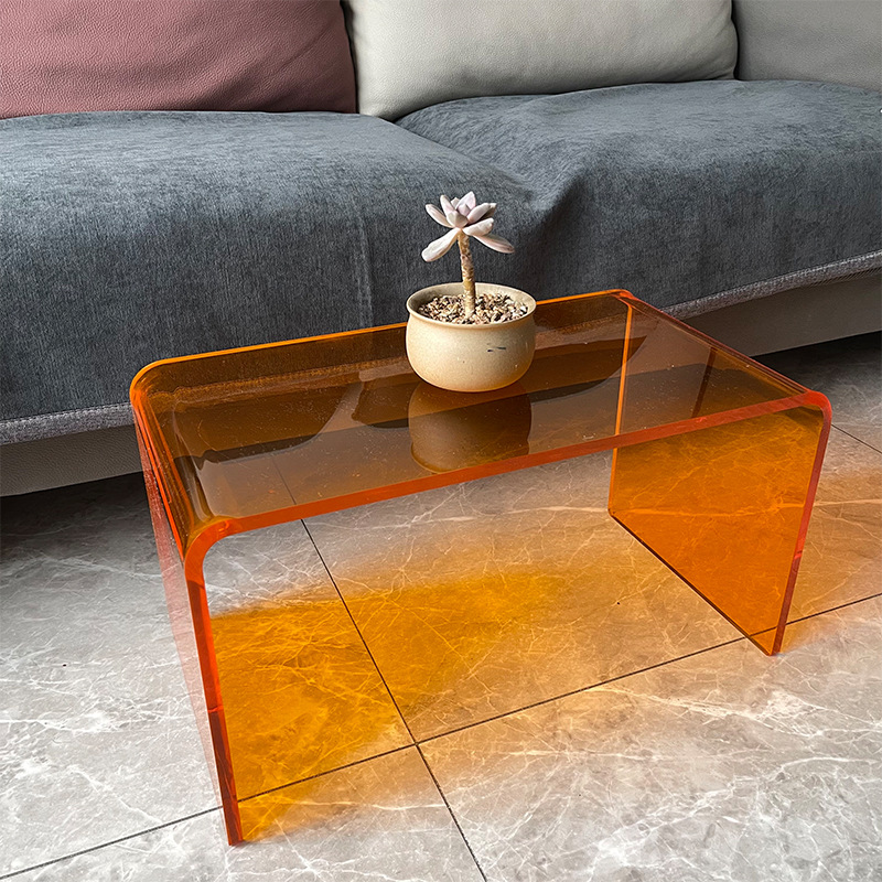 Mesa de centro de acrílico Mesa lateral para el hogar de celebridades de Internet transparente y simple Mesa lateral de dormitorio nórdico Mesa lateral de sofá con ventana salediza