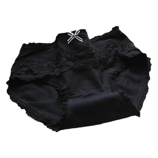 Black underwear women's high-looking black sexy sweet and spicy triangle shorts mid-waist cotton crotch girl 3200