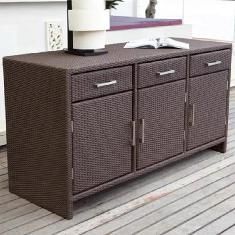 Mueble de almacenamiento de ratán para exteriores, mueble zapatero tejido para balcón, mueble de almacenamiento para recibidor, mueble de comedor para patio exterior impermeable y resistente al sol. image 2