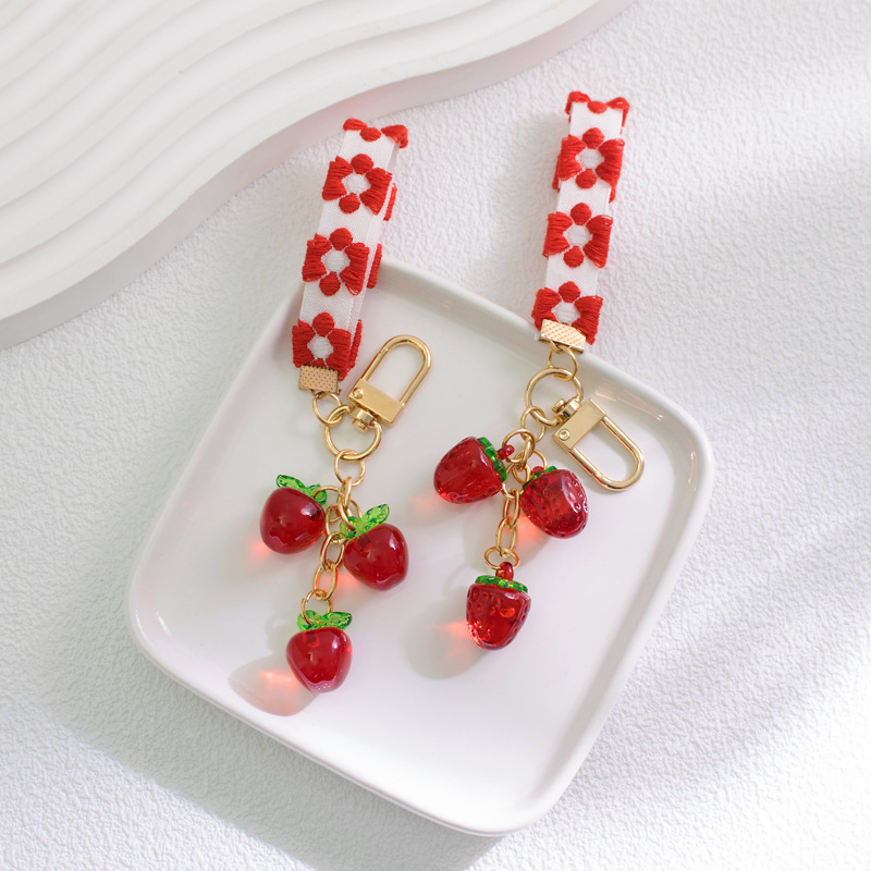15g Weight Bag Pendant, Keychain Classification 1 Piece Quantity Daily Occasion Acrylic Material Apple, Strawberry Pattern Cute, Sweet Style 1 Piece Cute Sweet Apple Strawberry Acrylic Bag Pendant Keychain 10